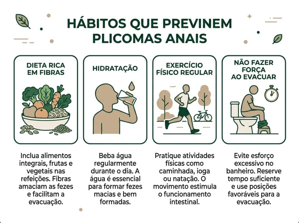 Plicoma Anal 4 Hábitos que previnem o plicoma anal alimentação com fibras, hidratação e exercício físico regular